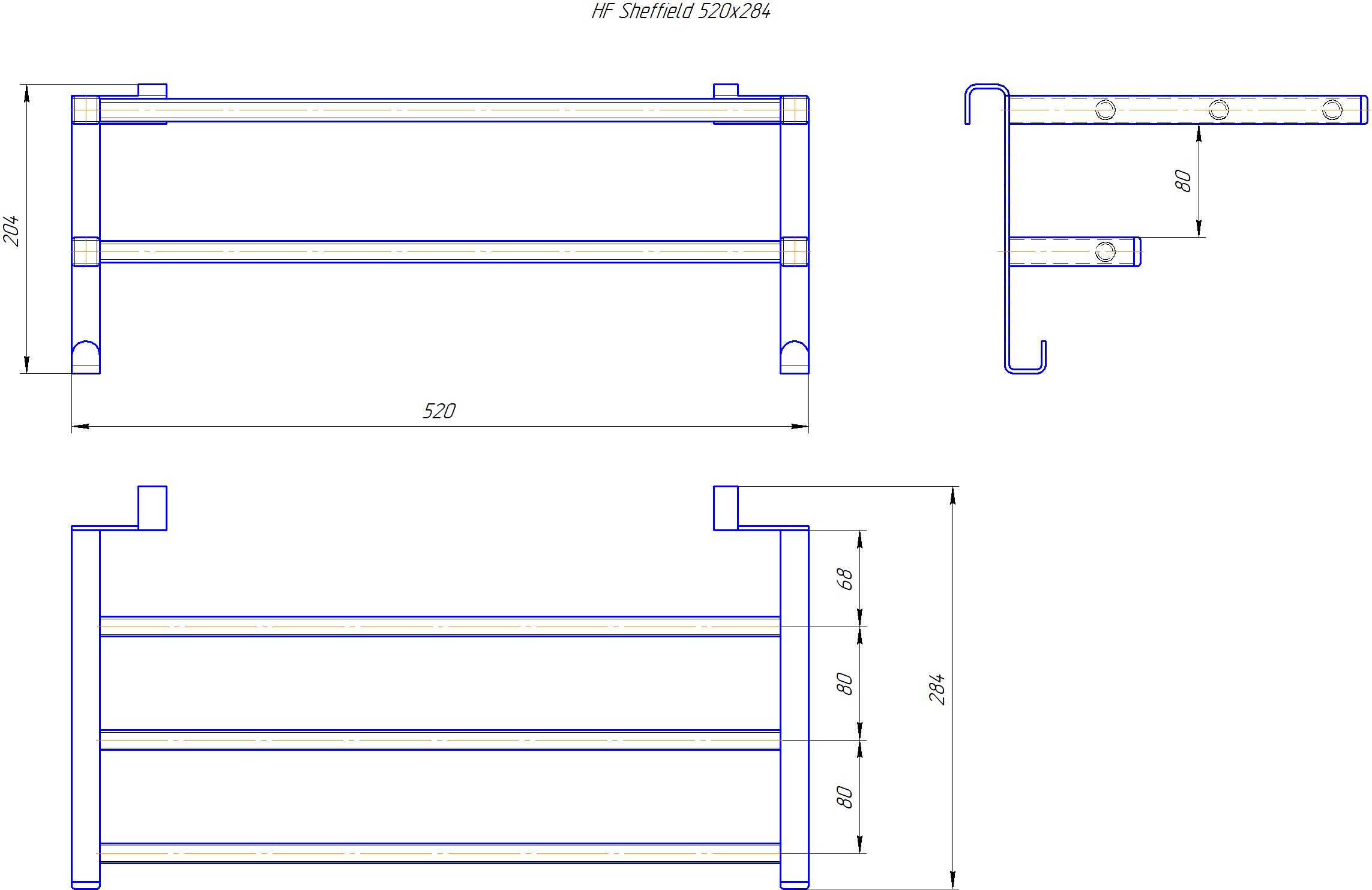 Полиця HF Sheffield 520x284 (чорний мат) 5