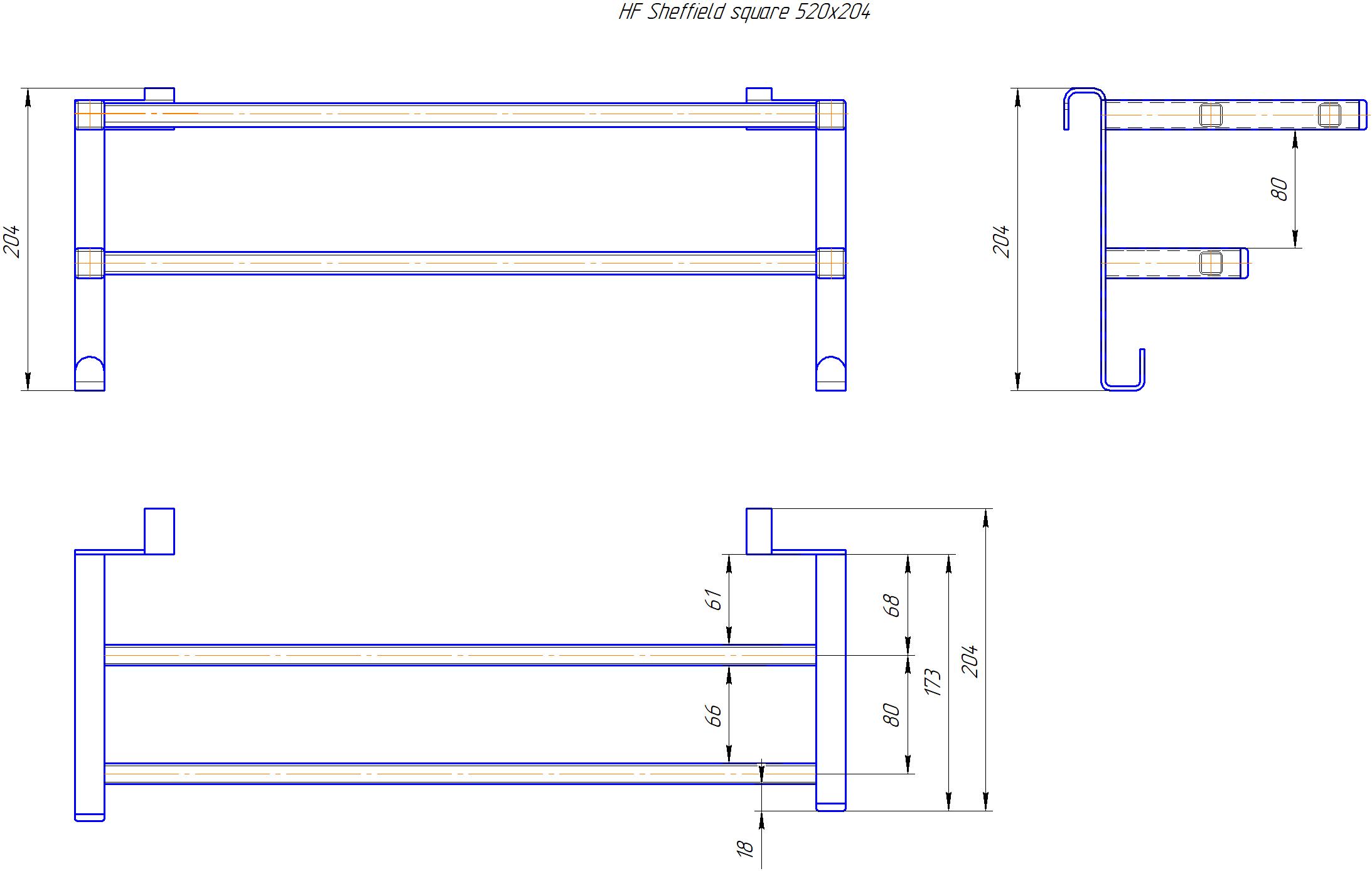Полиця HF Sheffield 520x204 (профільна, чорний мат) 5