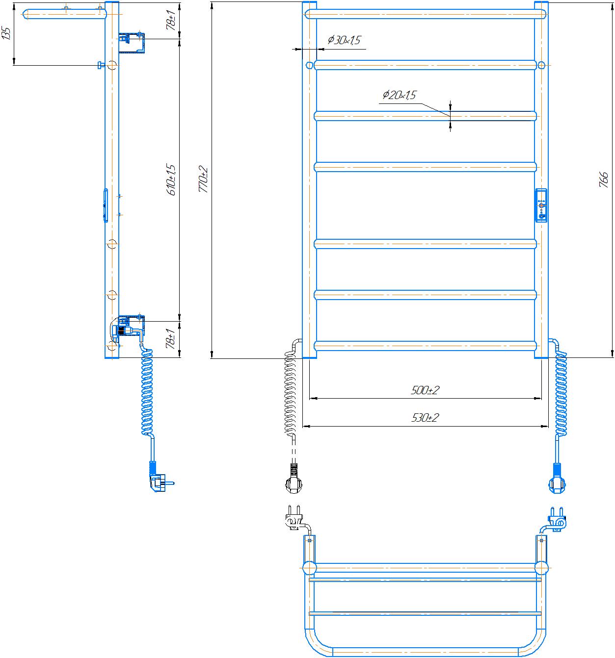 Електрична рушникосушарка Home-I 770х530/240 TR K 4