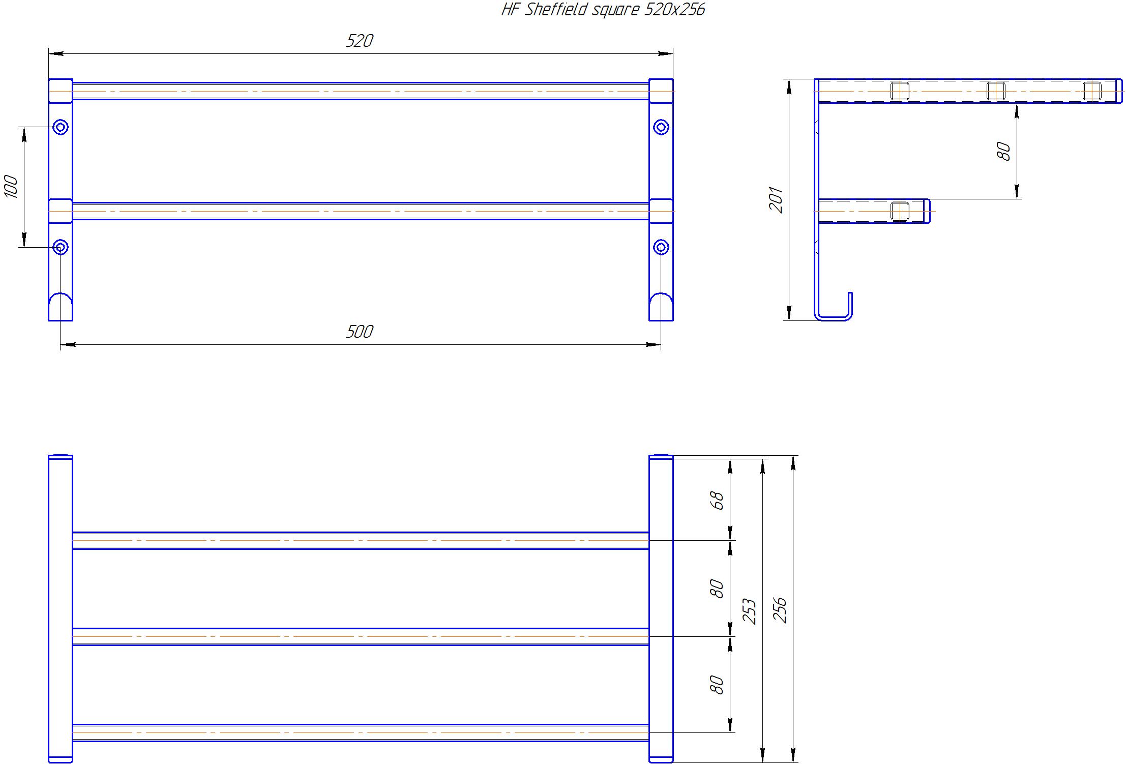 Полиця HF Sheffield 520x256 (настінне кріплення, профільна, білий мат) 4